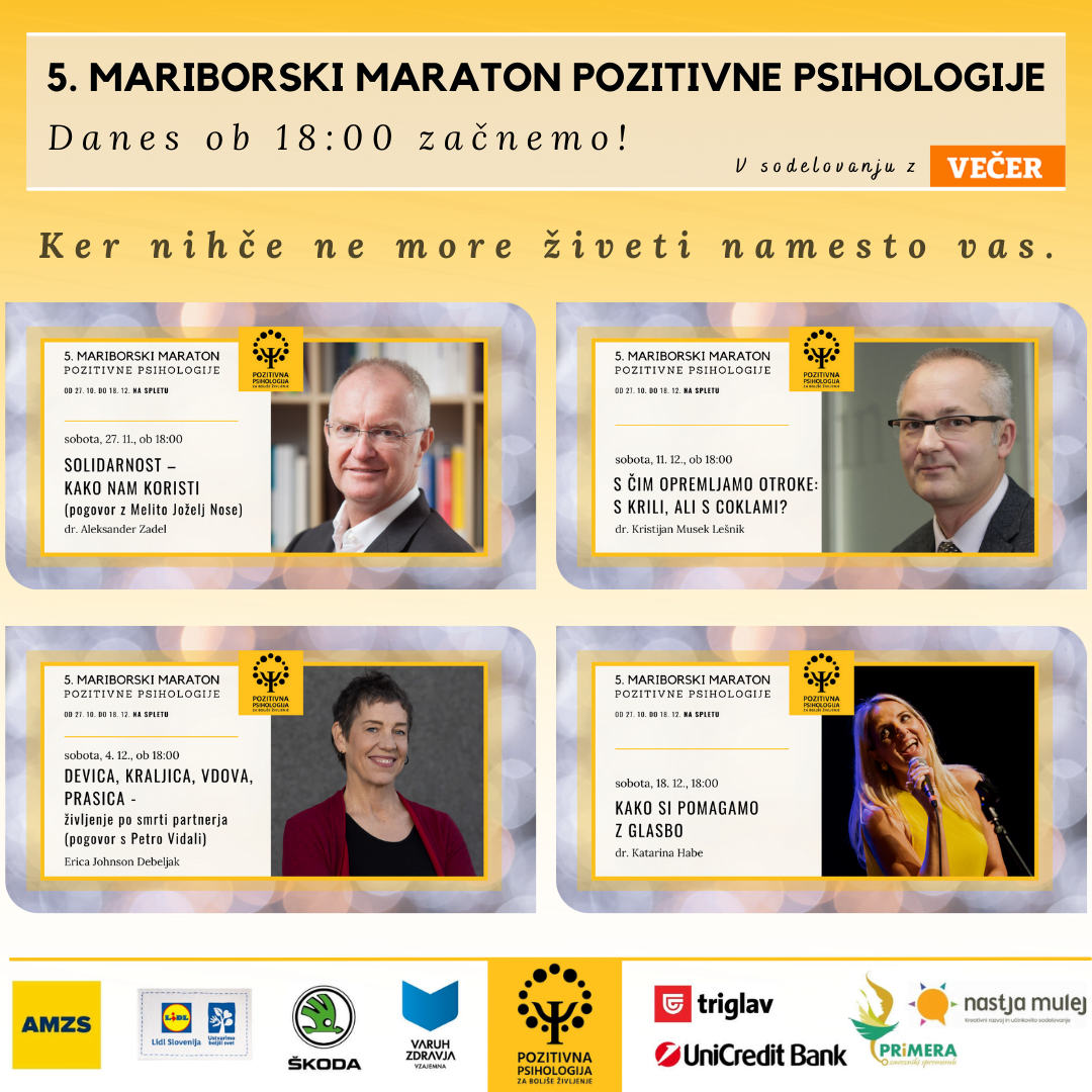 5. Mariborski maraton pozitivne psihologije: S čim opremljamo otroke: s krili, ali s coklami? dr. Kristijan Musek Lešnik